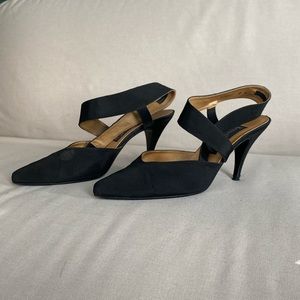 EUC Vintage Black Silk Kenneth Cole Slingback Size 8